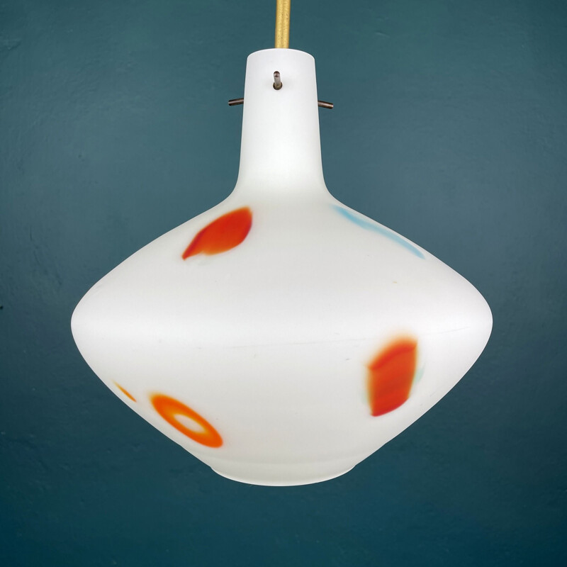 Mid-century multicolor opaline Murano glass pendant lamp by Stilnovo, Italy 1950s