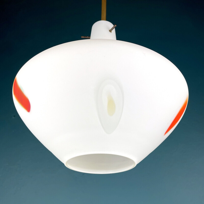 Mid-century multicolor opaline Murano glass pendant lamp by Stilnovo, Italy 1950s