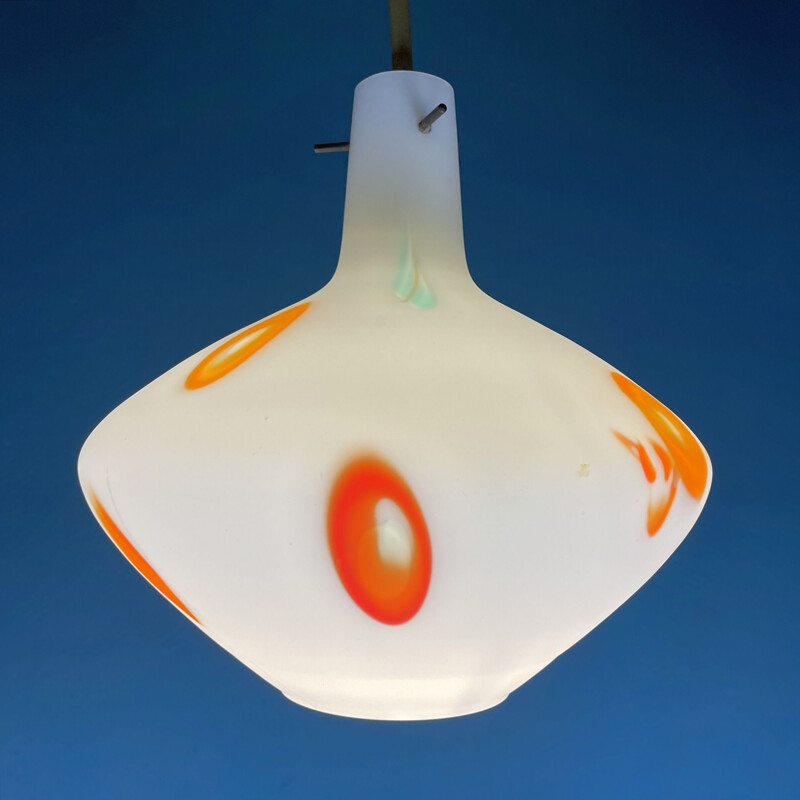 Mid-century multicolor opaline Murano glass pendant lamp by Stilnovo, Italy 1950s