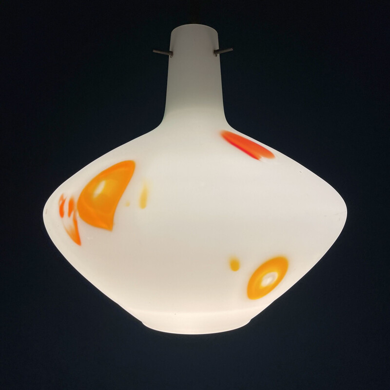 Mid-century multicolor opaline Murano glass pendant lamp by Stilnovo, Italy 1950s