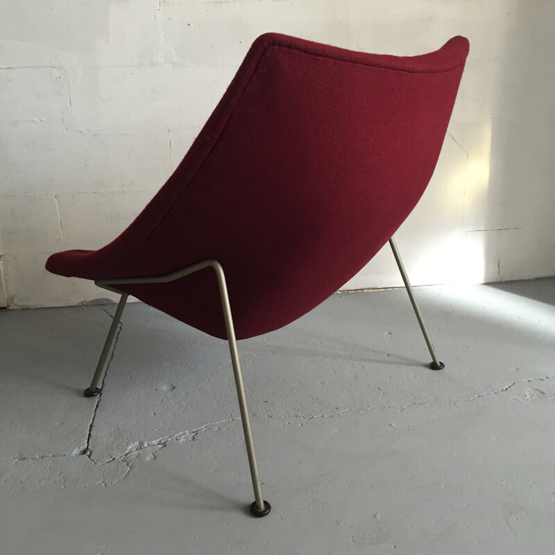 Artifort "Oyster" easy chair in dark purple fabric and steel, Pierre PAULIN - 1960s