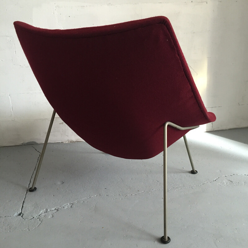 Artifort "Oyster" easy chair in dark purple fabric and steel, Pierre PAULIN - 1960s