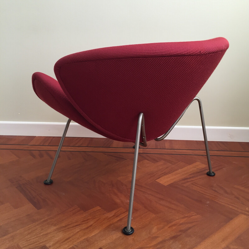 Artifort "Slice Chair" easy chair in cherry red fabric and steel, Pierre PAULIN - 1960s