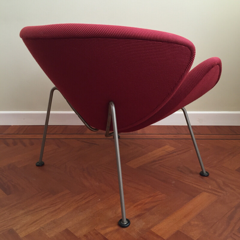 Artifort "Slice Chair" easy chair in cherry red fabric and steel, Pierre PAULIN - 1960s