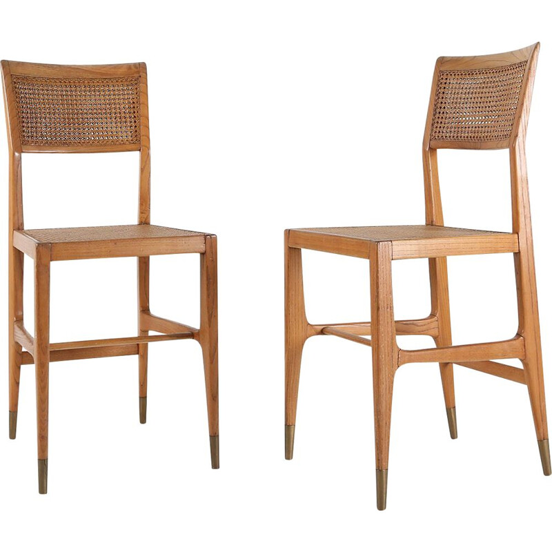 Pair of vintage chairs in ash wood by Gio Ponti for the San Remo Casino, 1951