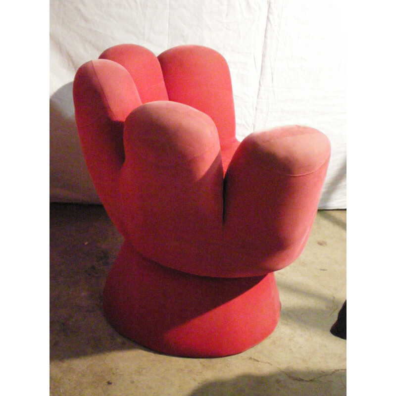 Fauteuil rouge vintage en forme de main - 1970
