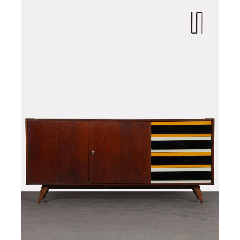 Vintage yellow and black sideboard by Jiroutek for Interier Praha, 1960