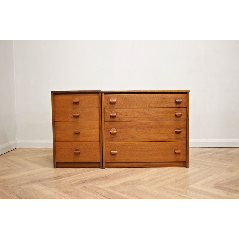 Pair of mid-century teak chest of drawers by John & Sylvia Reid for Stag, 1960s