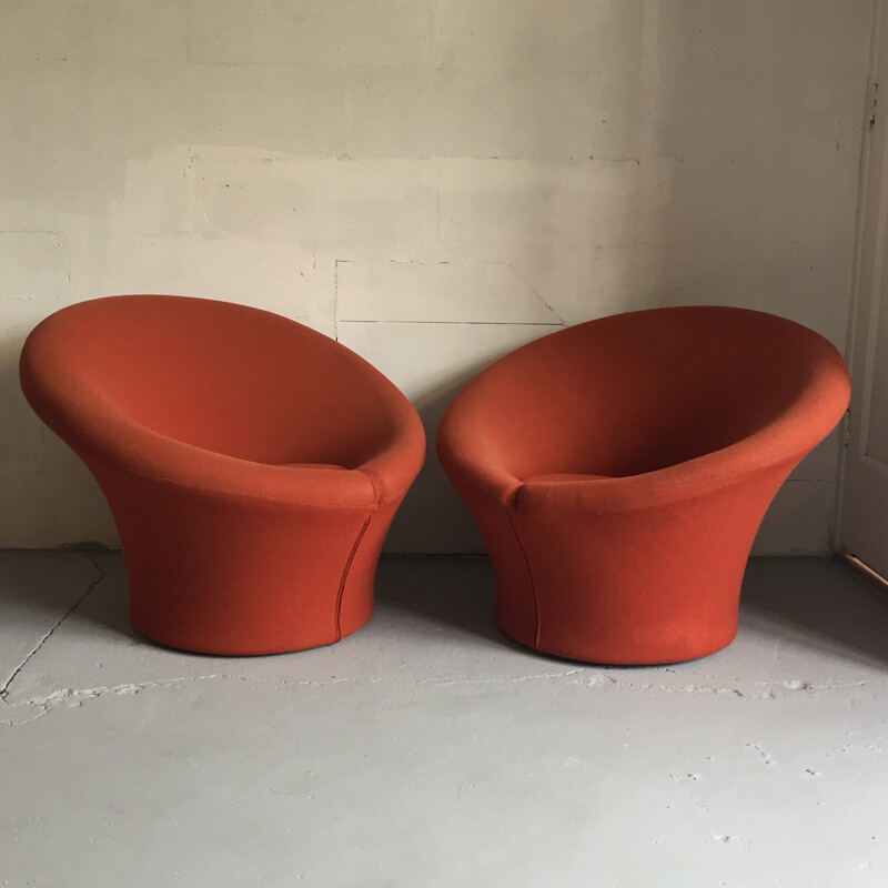 Pair of red Artifort "Mushroom" armchairs, Pierre PAULIN - 1960s