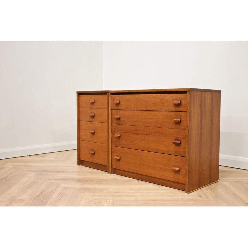 Pair of mid-century teak chest of drawers by John & Sylvia Reid for Stag, 1960s