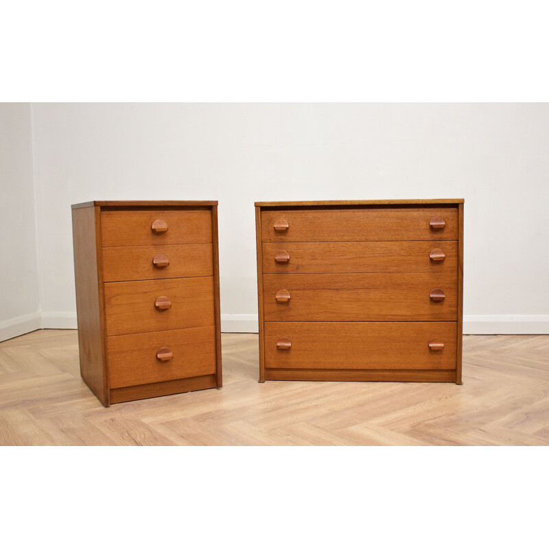 Pair of mid-century teak chest of drawers by John & Sylvia Reid for Stag, 1960s