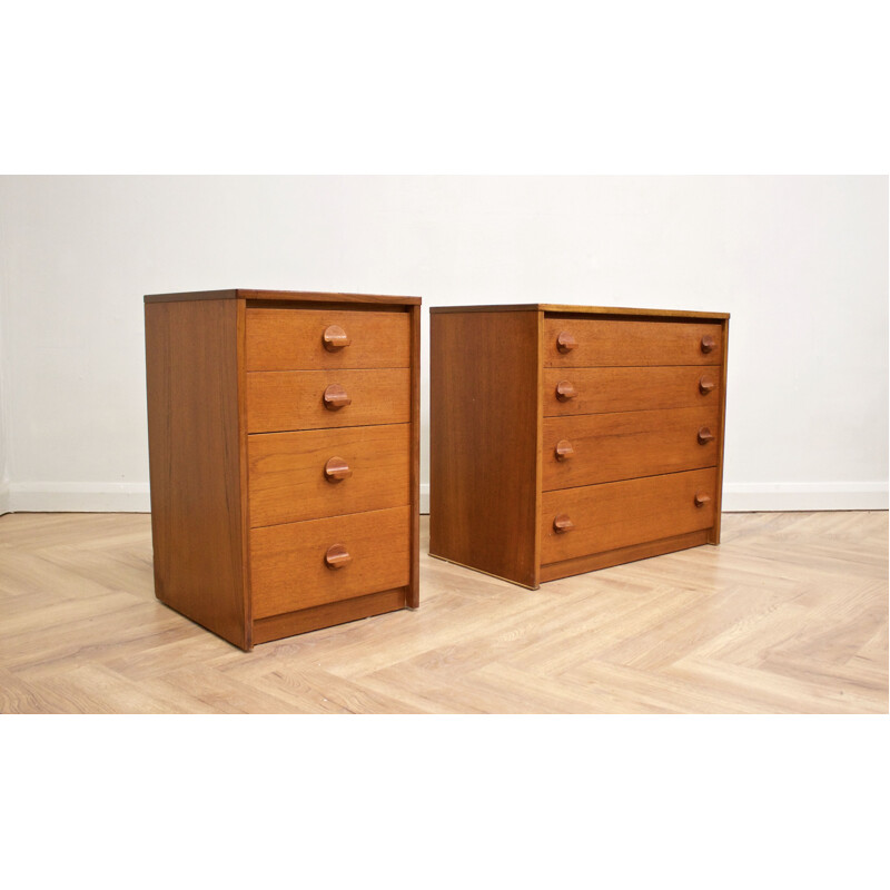 Pair of mid-century teak chest of drawers by John & Sylvia Reid for Stag, 1960s