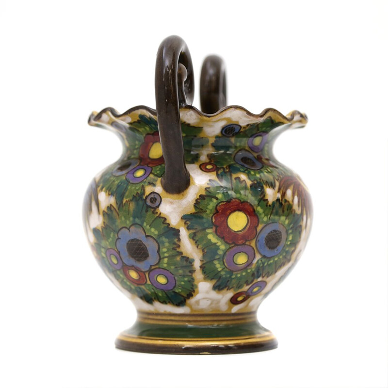 Paire de vases vintage art déco en céramique par Bartolomeo Rossi pour Savonesi,1930