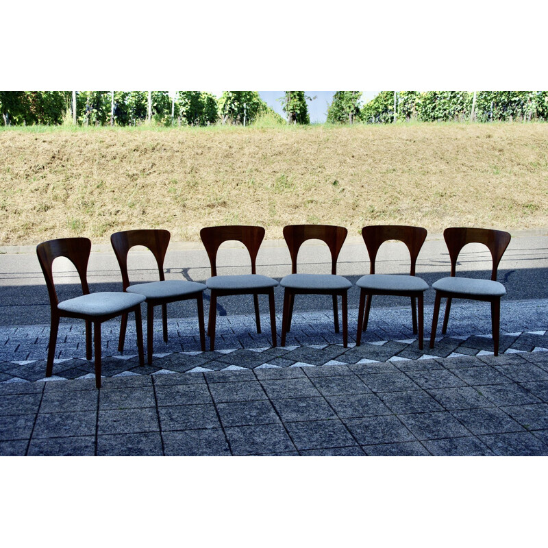 Suite of 6 vintage teak chairs by Niels koefoed 