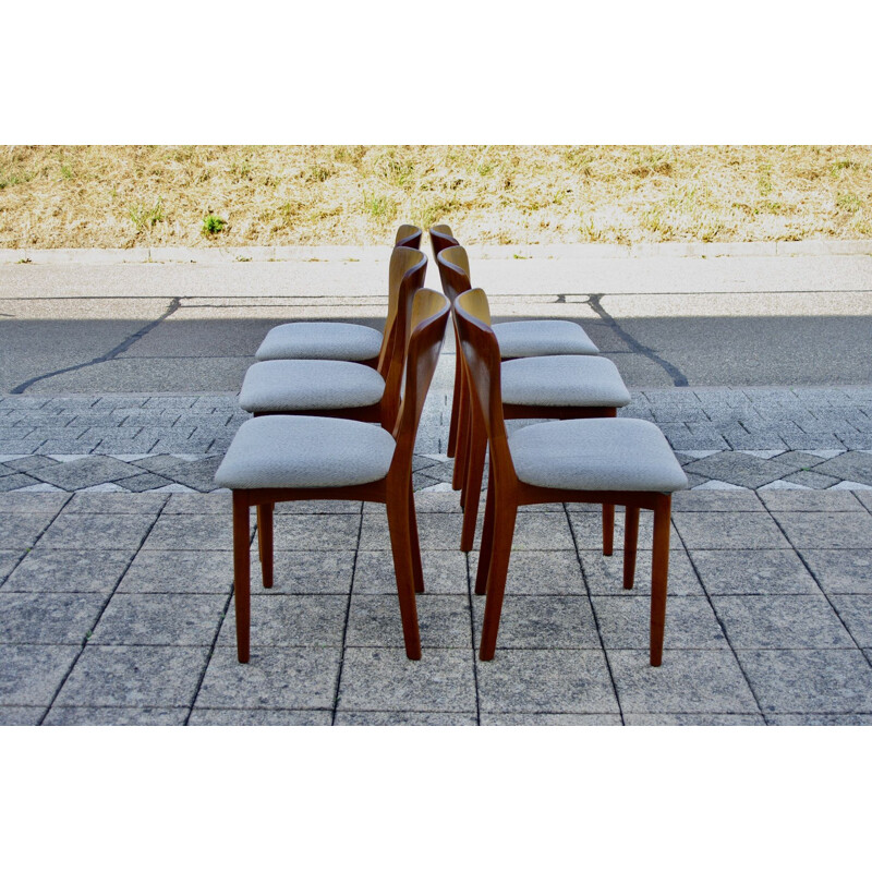 Suite de 6 chaises vintage teck par Niels koefoed 