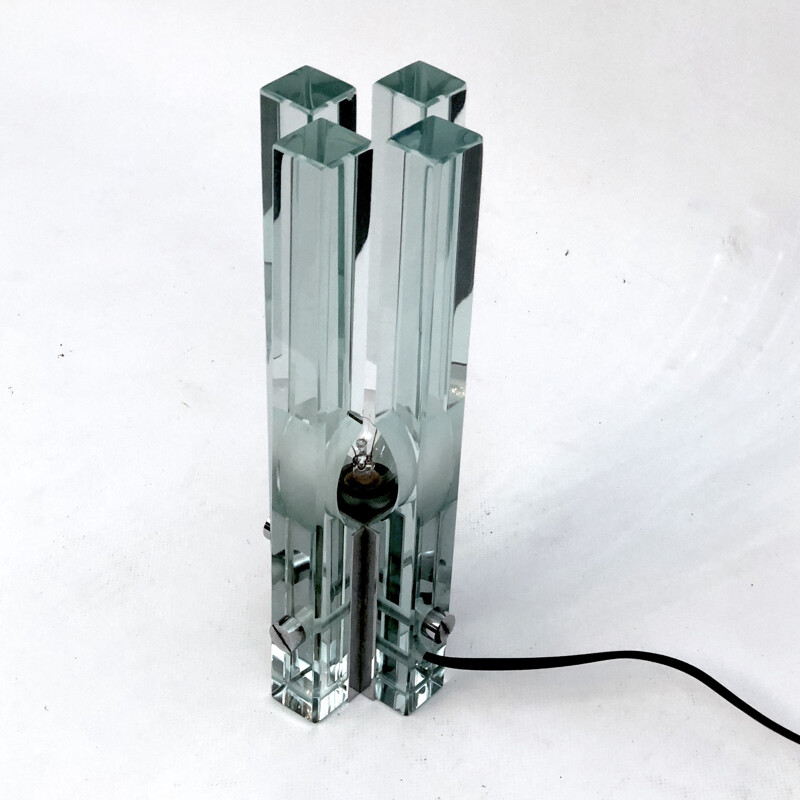 Lámpara de mesa de cristal vintage de Gallotti e Radice, 1970