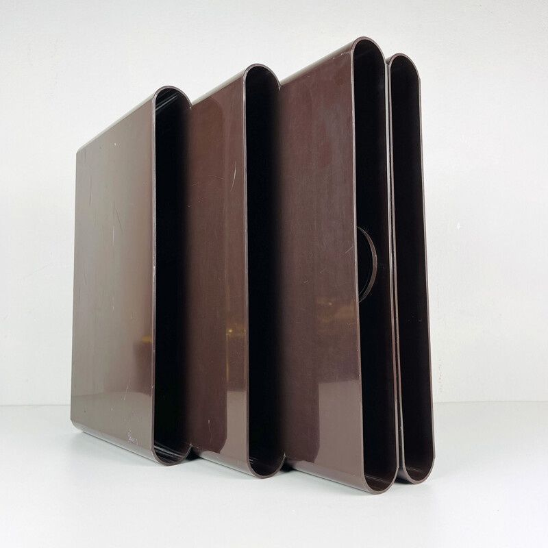 Vintage magazine rack with 6 compartments by Giotto Stoppino for Kartell, Italy 1970