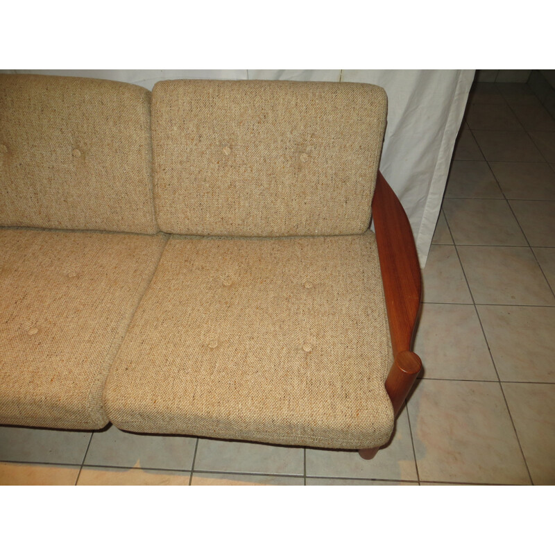 Scandinavian sofa in solid teak and fabric - 1960s