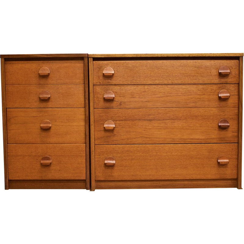 Pair of mid-century teak chest of drawers by John & Sylvia Reid for Stag, 1960s