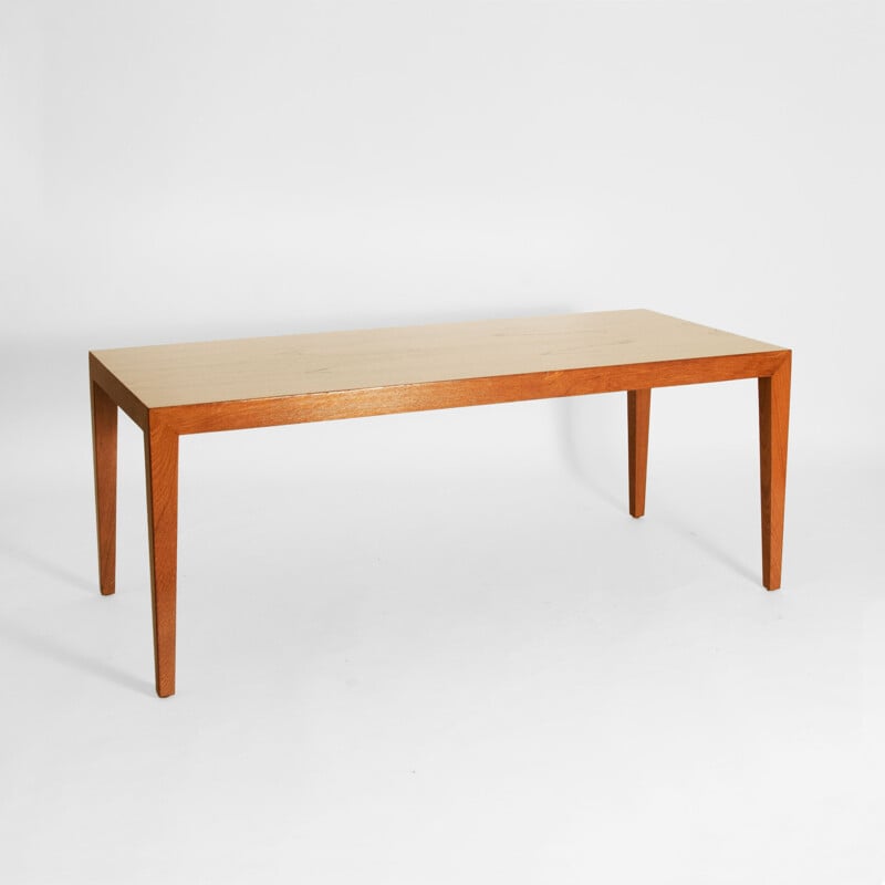 Vintage teak veneered coffee table by Severin Hansen for Haslev Mobelsnedker, Denmark 1970