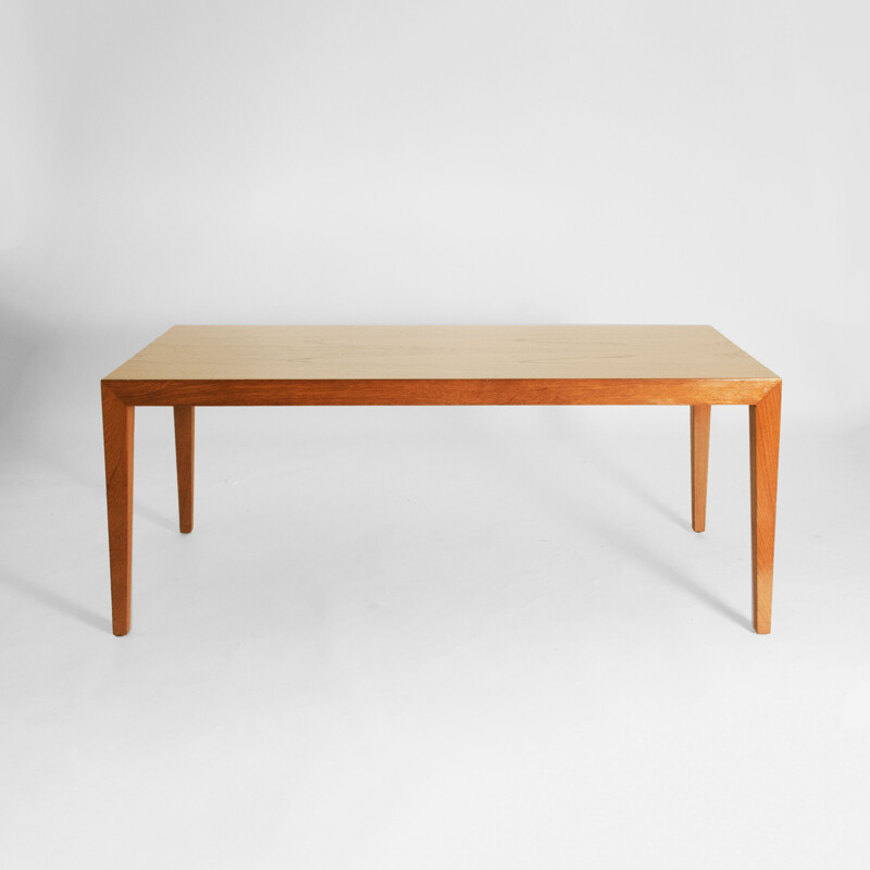 Vintage teak veneered coffee table by Severin Hansen for Haslev Mobelsnedker, Denmark 1970