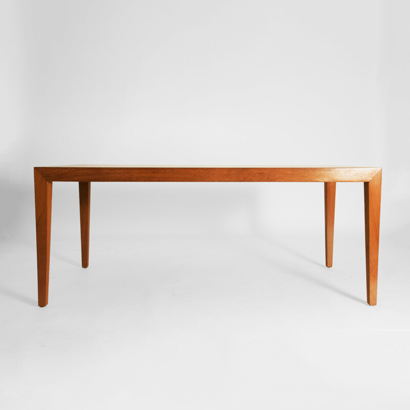 Table basse vintage en teck plaqué par Severin Hansen pour Haslev Mobelsnedker, Danemark 1970