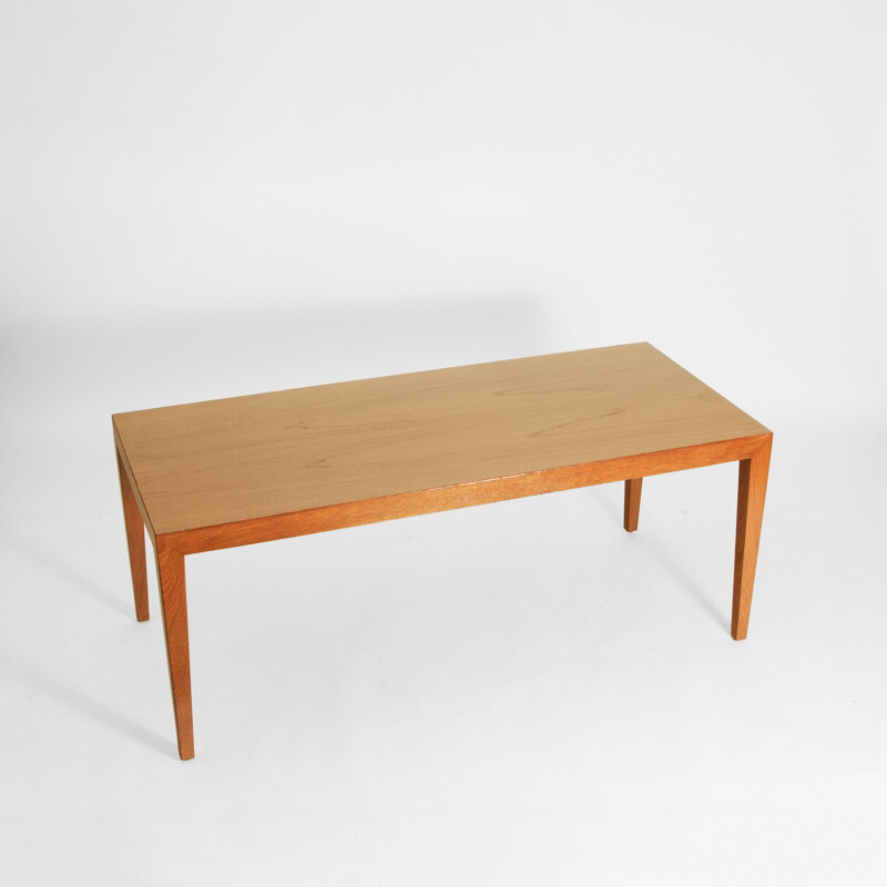 Vintage teak veneered coffee table by Severin Hansen for Haslev Mobelsnedker, Denmark 1970