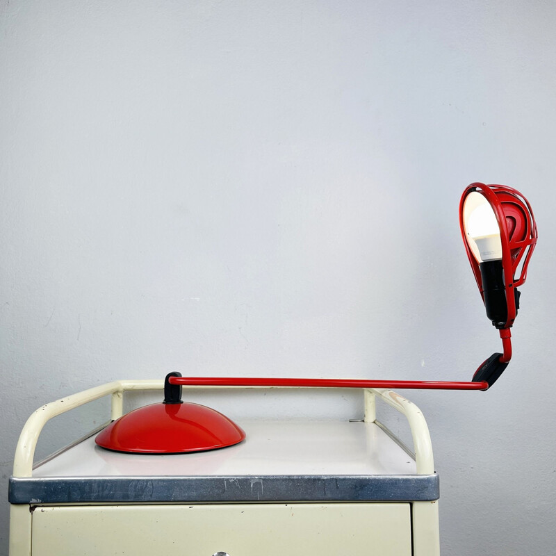 Mid-century red desk lamp Igloo by Tommaso Cimini for Lumina, Italy 1980s