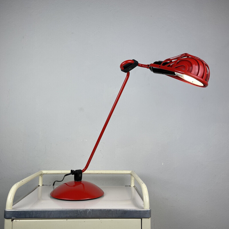 Mid-century red desk lamp Igloo by Tommaso Cimini for Lumina, Italy 1980s