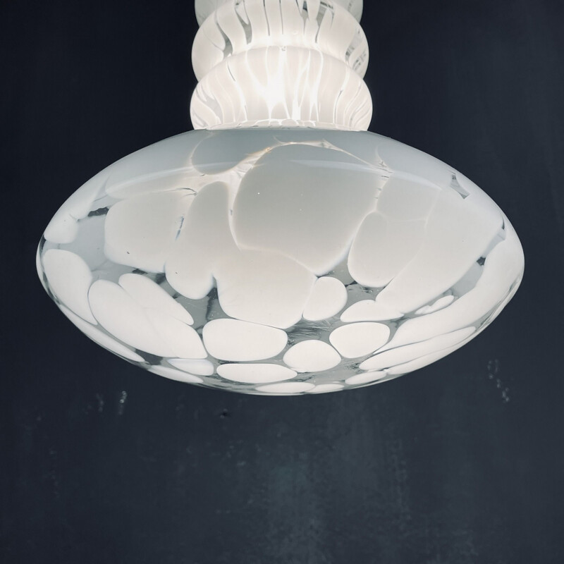 Mid-century white Murano pendant lamp by Carlo Nason for Mazzega, Italy 1960s