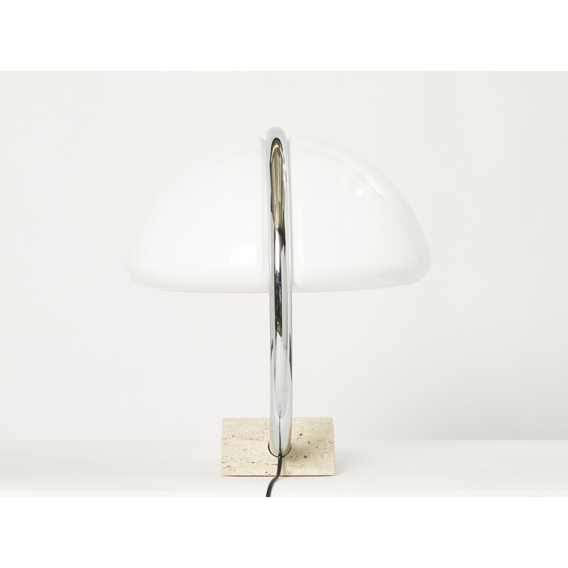 Italienische Vintage-Lampe aus Chrom und Travertin von Elio Martinelli für Martinelli Luce, 1960