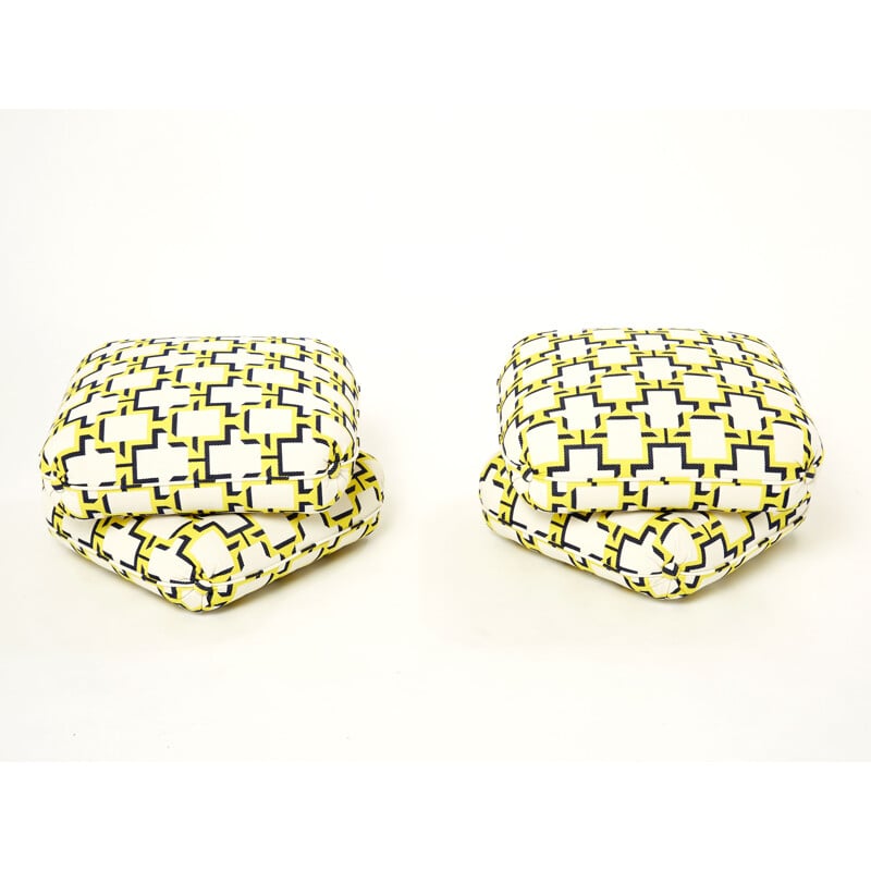 Pair of vintage poufs by Jacques Charpentier for Jansen, 1970