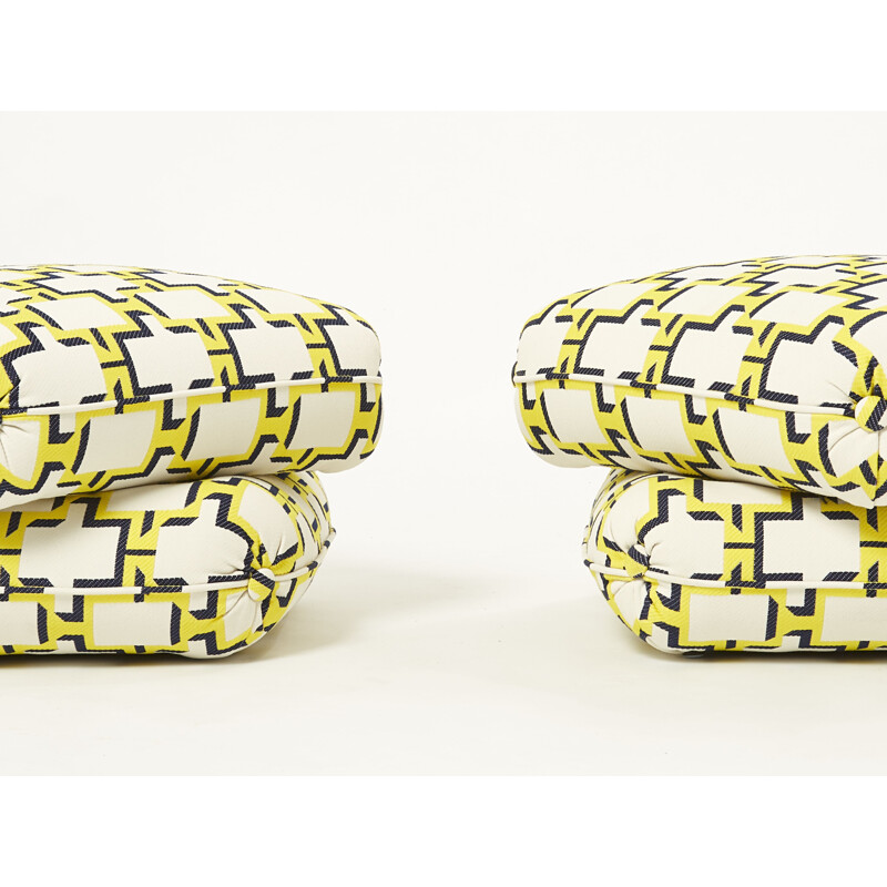 Pair of vintage poufs by Jacques Charpentier for Jansen, 1970