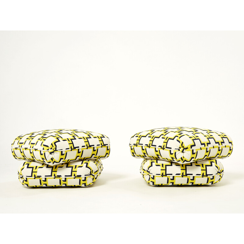 Pair of vintage poufs by Jacques Charpentier for Jansen, 1970