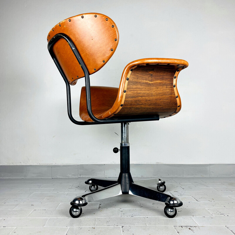 Mid-century swivel desk chair by Gastone Rinaldi for Rima, Italy 1970s