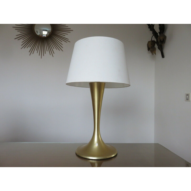 Vintage tulip lamp in gilded aluminium, Italy 1970