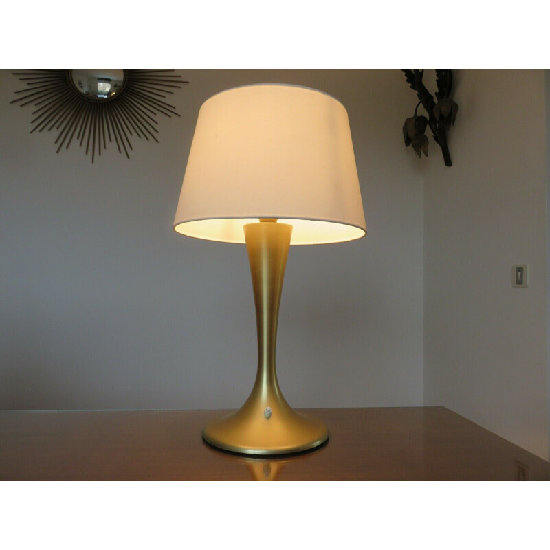 Vintage tulip lamp in gilded aluminium, Italy 1970