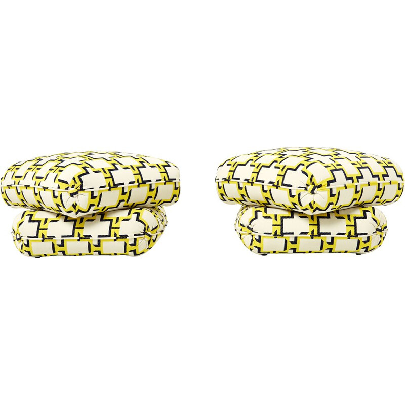 Pair of vintage poufs by Jacques Charpentier for Jansen, 1970