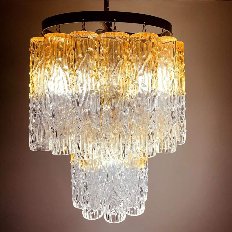 Vintage Murano glass chandelier Tronchi by Venini, Italy 1960s