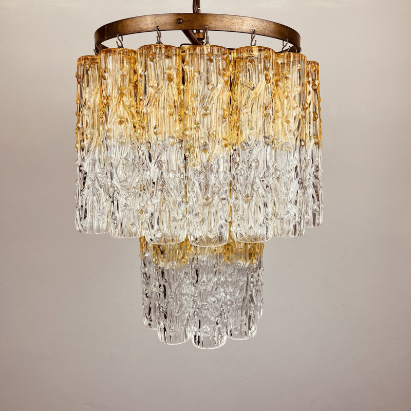 Vintage Murano glass chandelier Tronchi by Venini, Italy 1960s