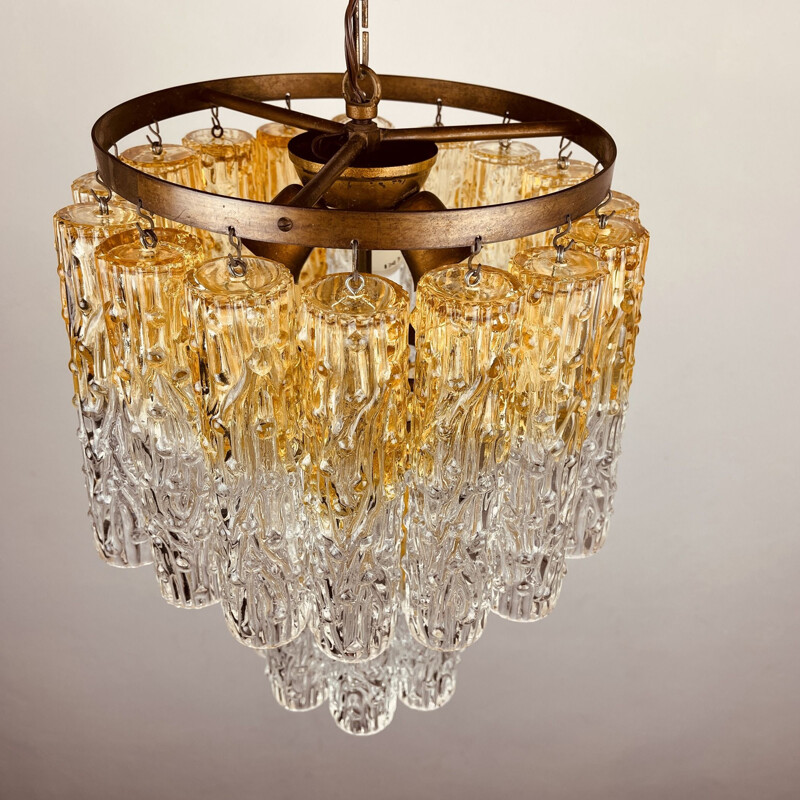 Vintage Murano glass chandelier Tronchi by Venini, Italy 1960s