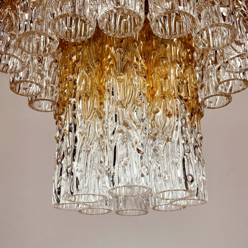 Vintage Murano glass chandelier Tronchi by Venini, Italy 1960s