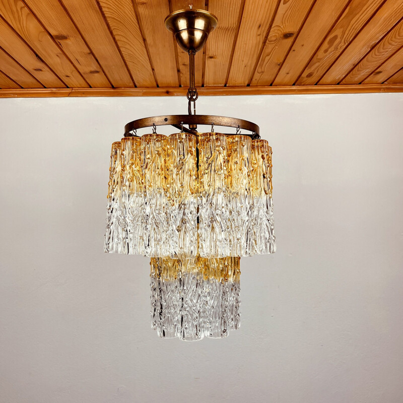 Vintage Murano glass chandelier Tronchi by Venini, Italy 1960s