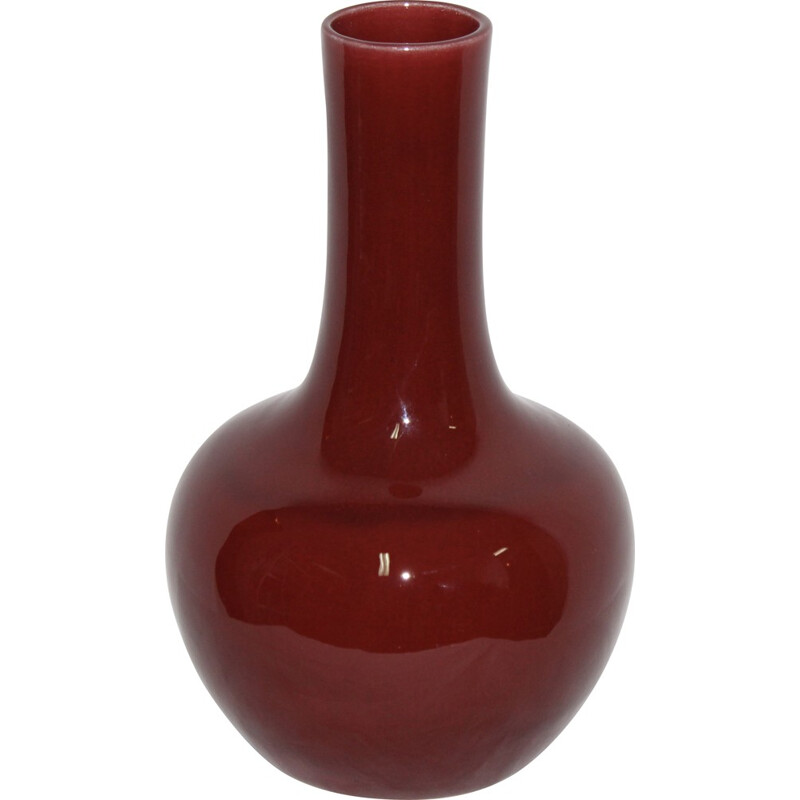 Red ceramic vase, Pol CHAMBOST - 1970s