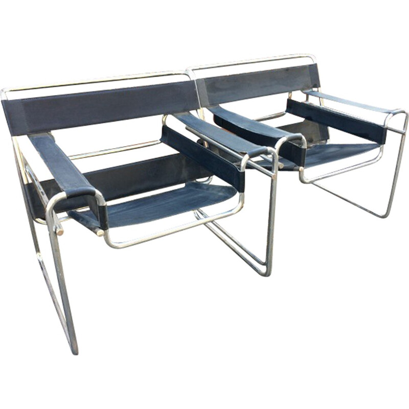 Pair of mid century Wassily armchairs, Marcel BREUER - 1970s