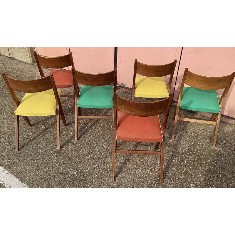 Set of 6 vintage chairs by René-Jean Caillette, 1950