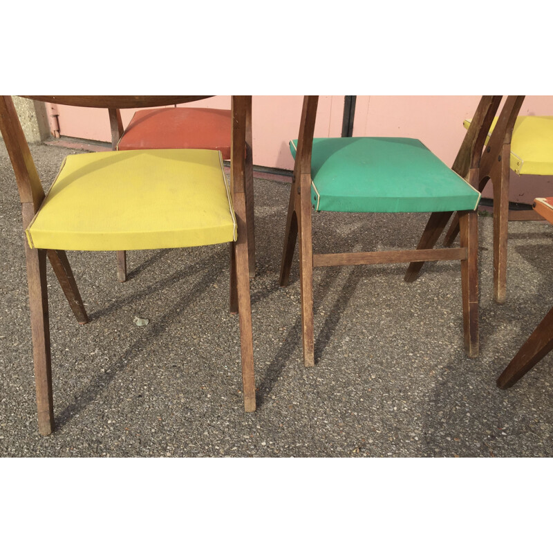 Lot de 6 chaises vintage par René-Jean Caillette, 1950