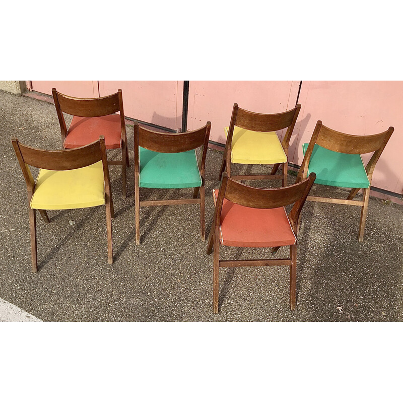 Set of 6 vintage chairs by René-Jean Caillette, 1950