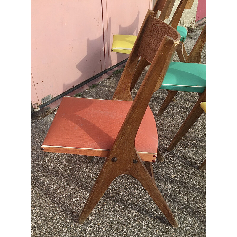 Set of 6 vintage chairs by René-Jean Caillette, 1950