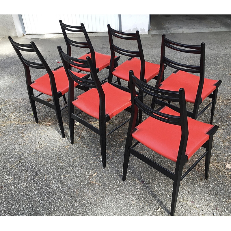 Set of 6 vintage chairs by Alfred Hendrickx, 1950